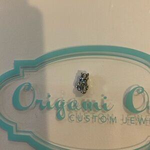 Origami Owl Silver Cat with Blue Collar Necklace Bracelet Charm